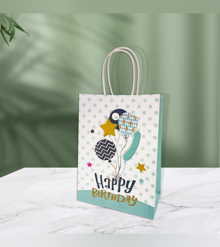 שקית נייר עם ידית 21*15*8 - HAPPY BIRTHDAY 3