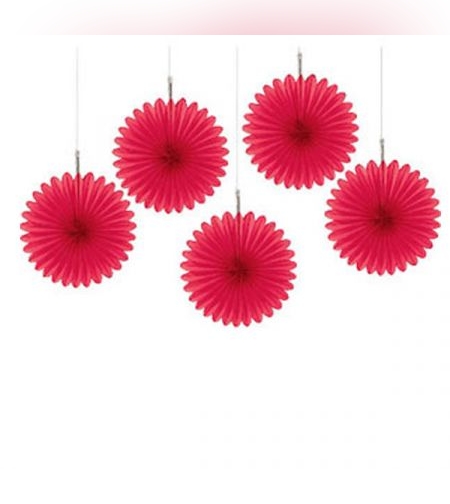 קישוטי נייר לתלייה 5 יח - אדום