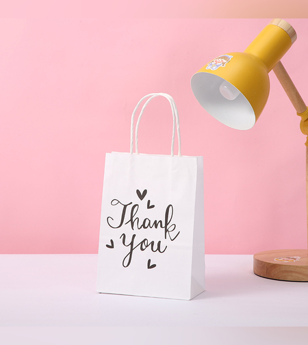 שקית נייר עם ידית 21*15*8 - THANK YOU 2322