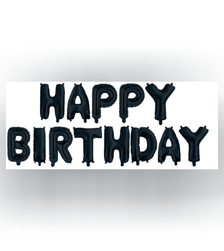 סט בלונים 14 לניפוח עצמי- יום הולדת שמח-שחור