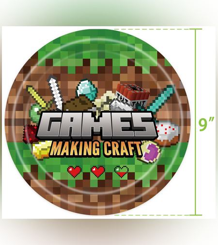 צלחות גיימינג פיקסל 10 יח' גדול