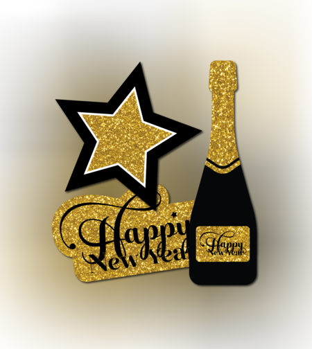 קישוטי נייר לשולחן HAPPY NEW YEAR* 12 יח'