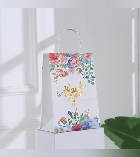 שקית נייר עם ידית 21*15*8 - THANK YOU 1204
