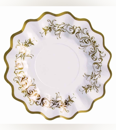 צלחות סט קלאסי 8 יח' גדול זהב