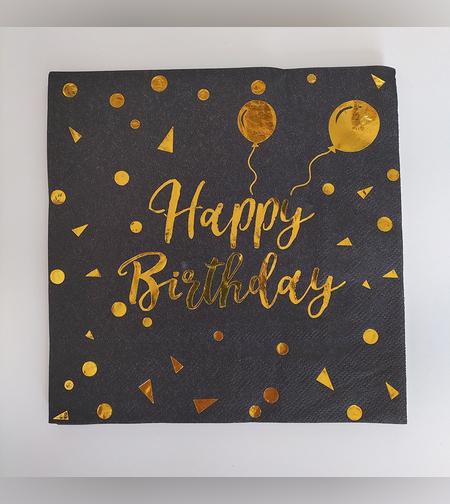 מפיות שחור הדפס HB זהב (20יח')