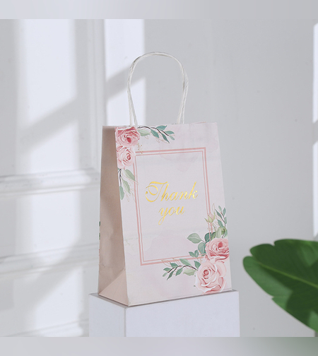 שקית נייר עם ידית 21*15*8 - THANK YOU 1201
