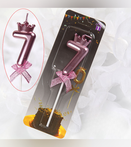 נר מספר רוז גולד עם כתר - 7