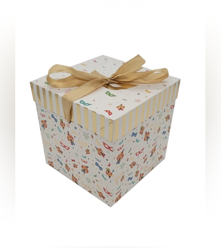 קופסת קרטון אלמנטים פורים + מכסה כ- 15*15 ס