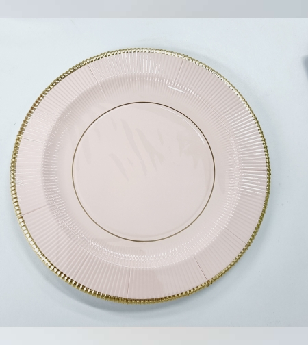 א- קלאסיק צלחת קרטון '10 ורוד-זהב *10 יח'