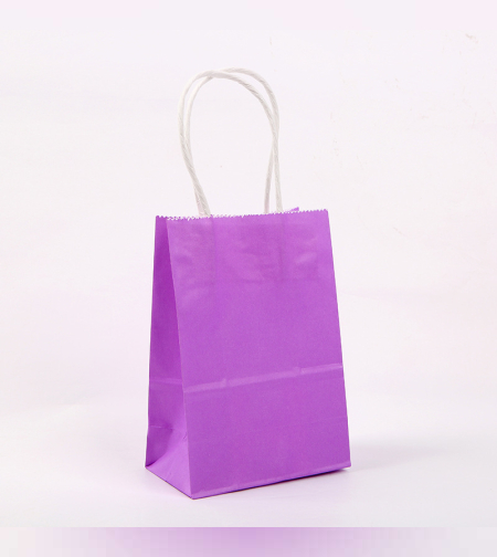 שקית נייר חלקה עם ידית 21*15*8 - סגול