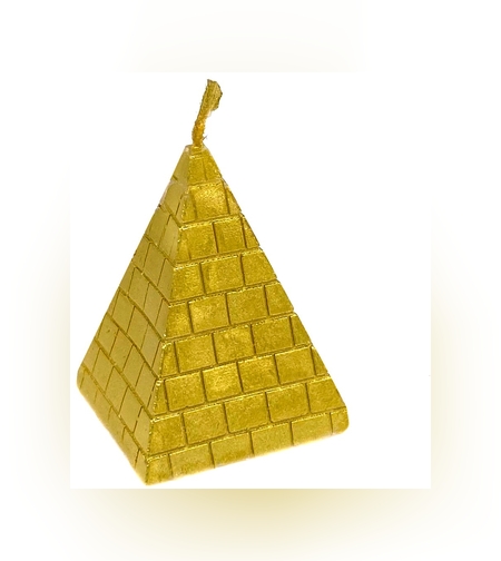 נר דקורטיבי בצורת פירמידה - זהב - כ-5*6 ס