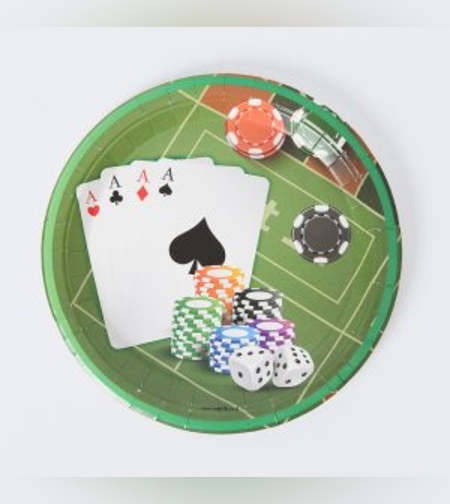 צלחות נייר ארוז 8 יח' סט קזינו בינוני