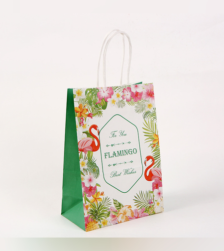 שקית נייר עם ידית 33*26*12 - פלמינגו 321