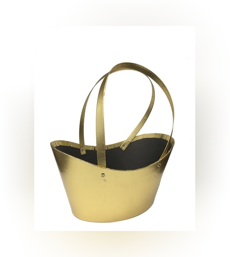 סלסלה מקרטון+ידיות א.26 ר.14.5 ג.14.5 ס'מ- זהב מיטאלי