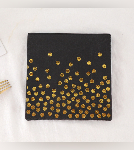 מפיות שחור נקודות זהב (20 יח)