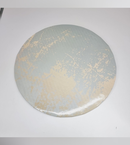 תחתית לעוגה עיגול תכלת עם נגיעות זהב 29*29 ס'מ, 116ZI