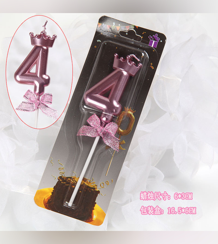 נר מספר רוז גולד עם כתר - 4