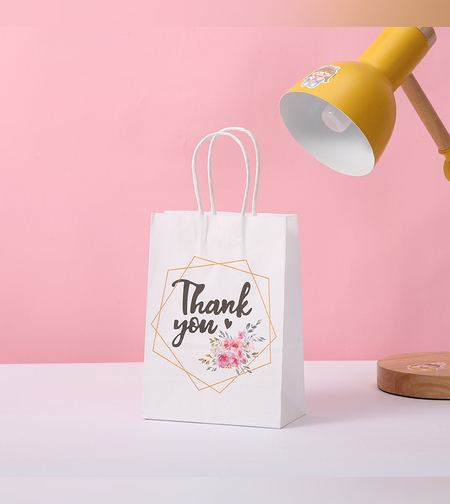 שקית נייר עם ידית 21*15*8 - THANK YOU 2323