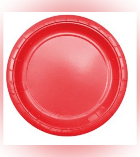 צלחות חלקות צבע אדום 24 יח' בינוני