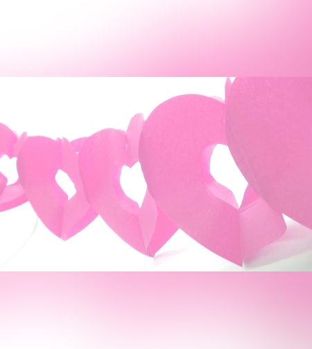 שרשרת נייר לבבות חלולים ורוד 3 מטר