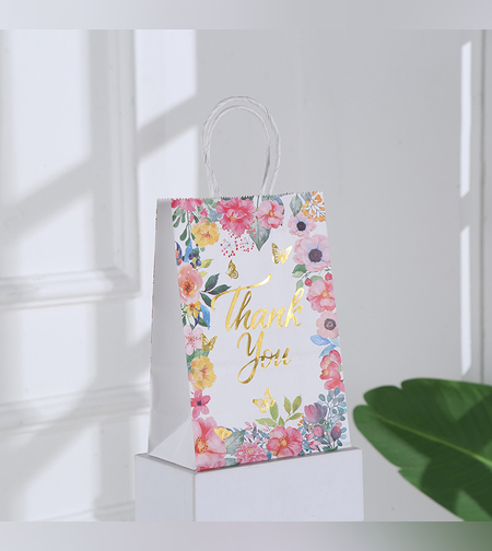 שקית נייר עם ידית 21*15*8 - THANK YOU 1205