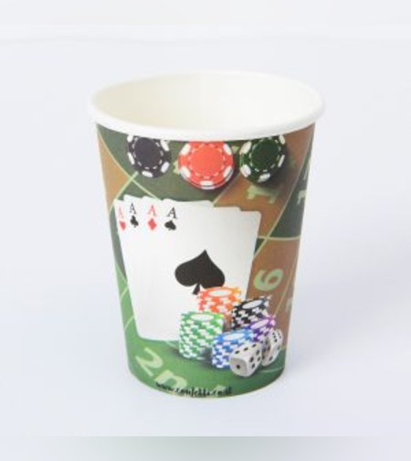 כוסות נייר ארוז 8 יח' סט קזינו