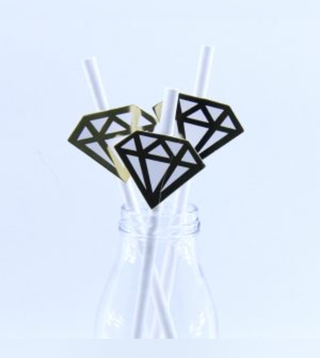 קש נייר יהלום 12 יח' - זהב