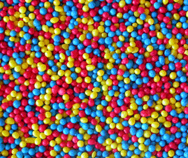 סוכריות מזרה כחול אדום צהוב 100 גר'