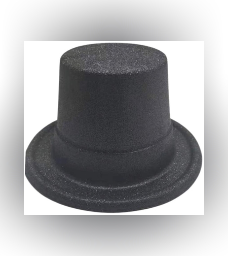 כובע מסיבות קוסם גבוה נצנצים שחור - 14 סמ