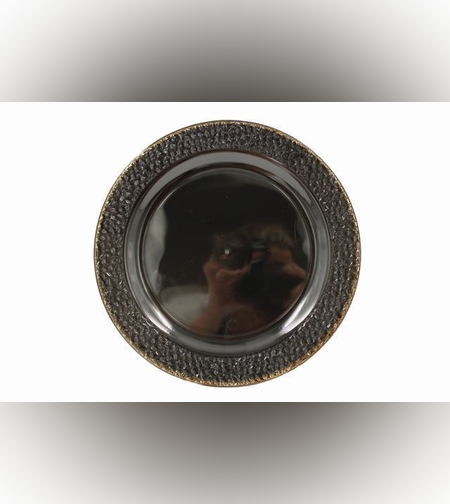 צלחת ספיר 7.5' שקוף מעושן פס זהב (10 יח')