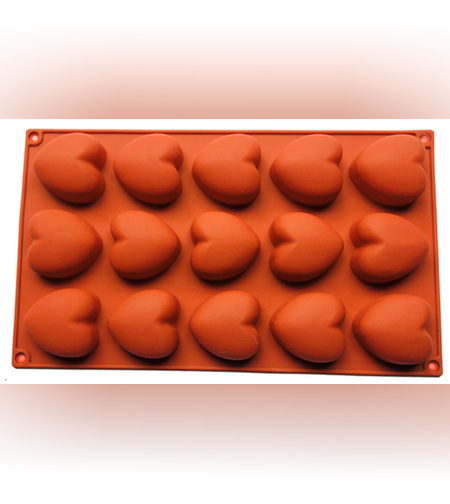 תבנית סיליקון שקעים 15 יח' לבבות TF-399