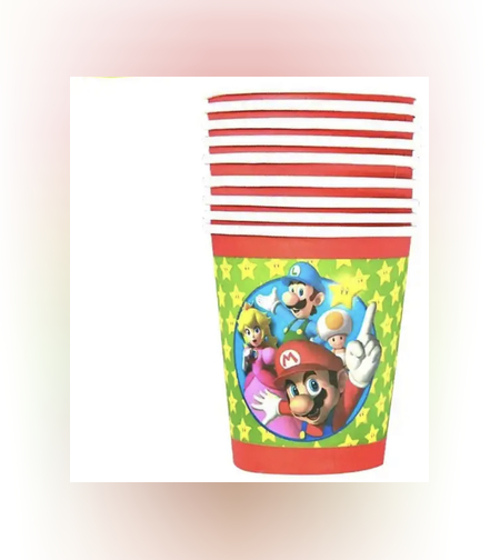 סט סופר מריו - כוסות נייר / 8 יח