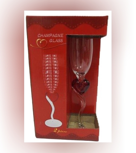 זוג כוסות יין רגל לב באריזה מהודרת