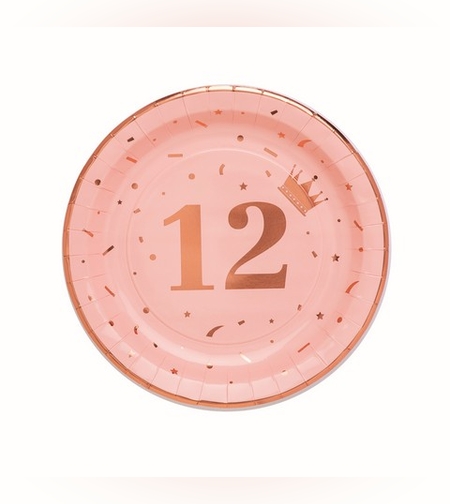 צלחת נייר בת מצוה 12 ורוד '9 *10 יח'