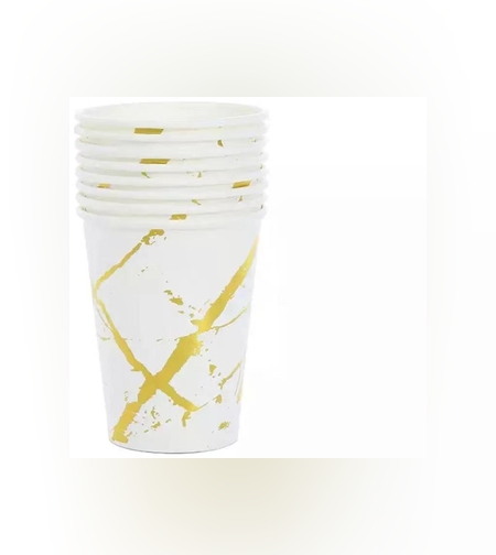 שייש זהב לבן - כוסות נייר / 8 יח