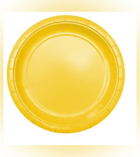צלחות חלקות צבע צהוב 24 יח' בינוני