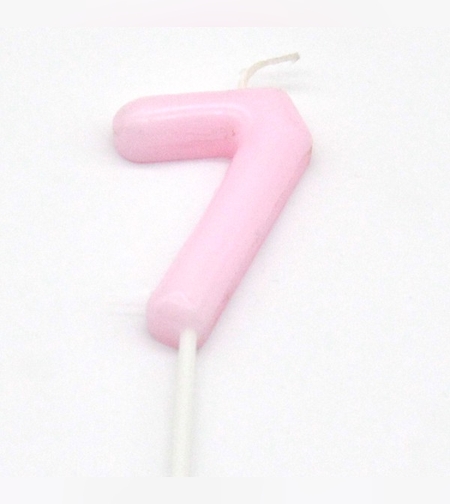 נר מספר מיני 7 פסטל ורוד