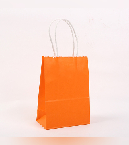 שקית נייר חלקה עם ידית 21*15*8 - כתום