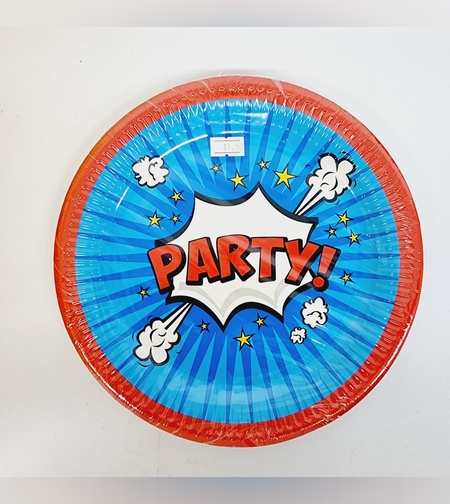 צלחות נייר 23סמ 8יח-מסיבת בום