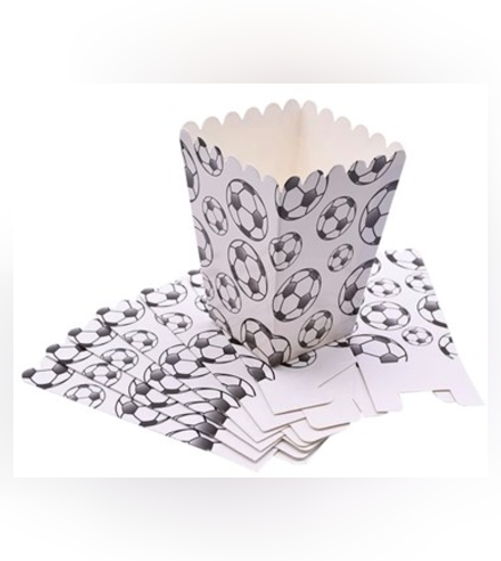 כדורגל - קופסאות פופקורן שחור לבן מארז 8 יח