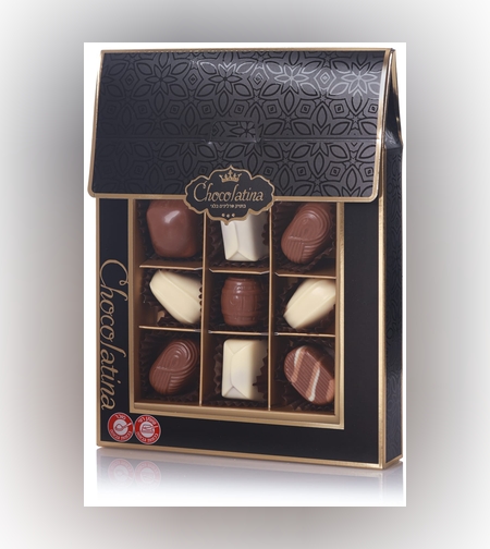 מארז פרלינים 9 חלבי צבע שחור