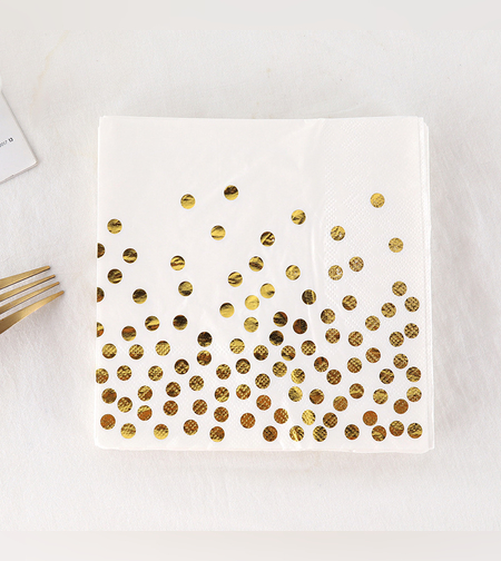 מפיות לבן נקודות זהב (20 יח)