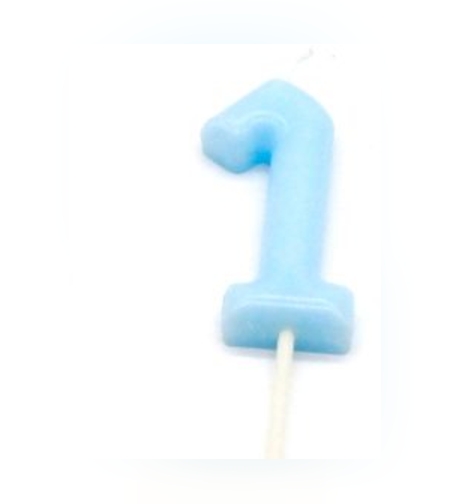 נר מספר מיני 1 פסטל תכלת
