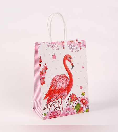 שקית נייר עם ידית 21*15*8 - פלמינגו 5011