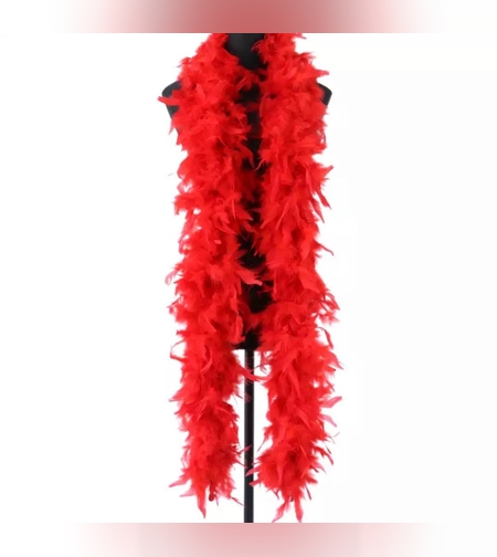 צעיף נוצות אדום 180 סמ - איכותי