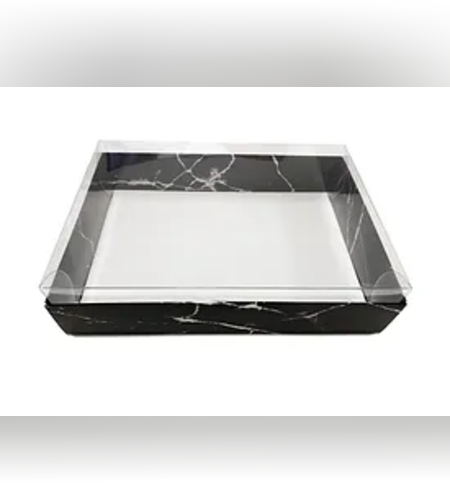 תחתית קרטון + מכסה פנימי צבע שיש שחור 35-25-8.5