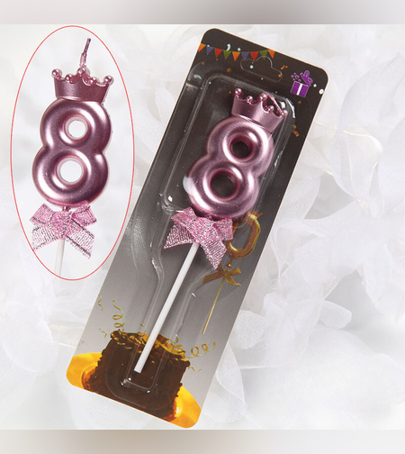 נר מספר רוז גולד עם כתר - 8