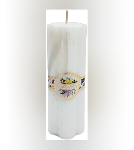 נר דקורטיבי פסח שמח - לבן - כ-5*15 ס