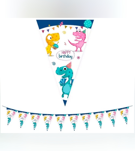 דינוזאורים בייבי - שרשרת דגלונים משולשים