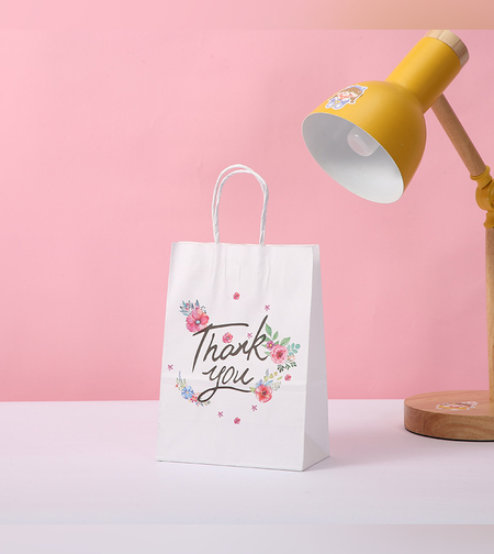 שקית נייר עם ידית 21*15*8 - THANK YOU 2324